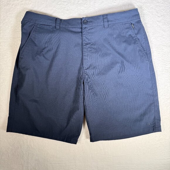 O’NEILL Mens sz 40 Navy Blue Flat Front Chino Shorts Poly/Viscose blend Surf EUC - Picture 1 of 10